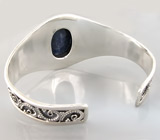 Черненый браслет с крупным синим сапфиром Серебро 925