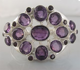 Браслет с аметистами и гранатами Серебро 925