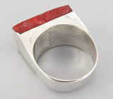 Стильное кольцо с кораллом Серебро 925