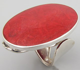 Кольцо с ярко-красным кораллом Серебро 925