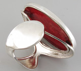 Кольцо с ярко-красным кораллом Серебро 925