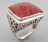 Филигранное кольцо с кораллом Серебро 925
