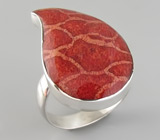 Кольцо с кораллом Серебро 925