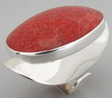 Крупное кольцо с кораллом Серебро 925