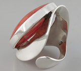 Крупное кольцо с кораллом Серебро 925
