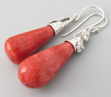 Серьги с кораллами Серебро 925