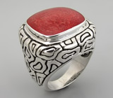 Кольцо с кораллом Серебро 925