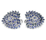 Роскошные серьги с сапфирами Серебро 925