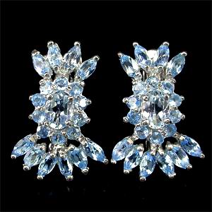 Великолепные серьги с голубыми топазами