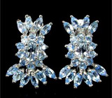 Великолепные серьги с голубыми топазами Серебро 925