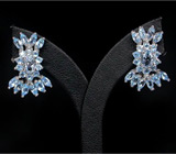 Великолепные серьги с голубыми топазами Серебро 925