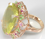 Замечательное кольцо с цитрином, цаворитами и сапфирами Серебро 925