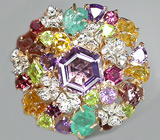 Потрясающее КРУПНОЕ кольцо с самоцветами! Ручная работа Серебро 925