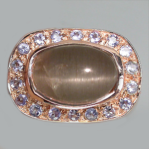 Кольцо из коллекции "Mia" с кабошоном берилла и танзанитами