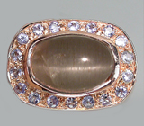 Кольцо из коллекции "Mia" с кабошоном берилла и танзанитами Серебро 925