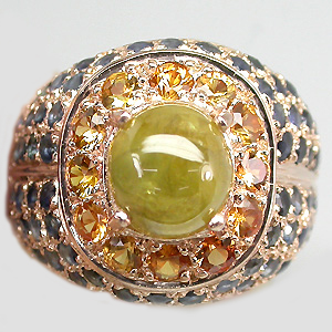 Высокое кольцо из коллекции "Mia" с разноцветными сапфирами