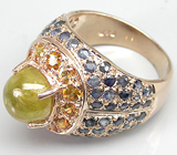 Высокое кольцо из коллекции "Mia" с разноцветными сапфирами Серебро 925