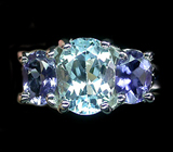 Изящное кольцо с топазом и иолитами Серебро 925