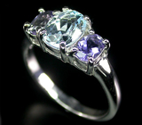 Изящное кольцо с топазом и иолитами Серебро 925