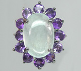 Кольцо с кабошоном берилла и аметистами Серебро 925