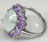 Кольцо с кабошоном берилла и аметистами Серебро 925