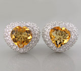 Серьги из коллекции "Sunshine" с золотистыми  цитринами Серебро 925