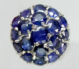 Эффектное кольцо с синими сапфирами Серебро 925