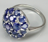 Эффектное кольцо с синими сапфирами Серебро 925