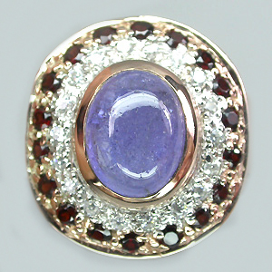 Кольцо из коллекции "Mia" с танзанитом и гранатами