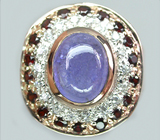 Кольцо из коллекции "Mia" с танзанитом и гранатами Серебро 925