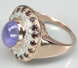 Кольцо из коллекции "Mia" с танзанитом и гранатами Серебро 925