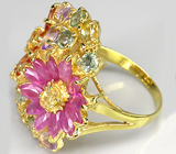 Роскошное кольцо из коллекции "Mia" с аметистами, цитринами и разноцветными сапфирами Серебро 925