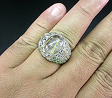 Превосходное кольцо с золотистым рутиловым кварцем, гранатами и цитринами Серебро 925