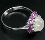 Кольцо с лунным камнем и пурпурными сапфирами Серебро 925