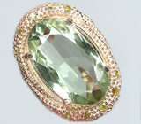 Превосходное кольцо из коллекции "Mia" с насыщенно-зеленым аметистом и цитринами Серебро 925