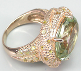 Превосходное кольцо из коллекции "Mia" с насыщенно-зеленым аметистом и цитринами Серебро 925