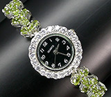 Часы с браслетом, инкрустированном перидотами Серебро 925