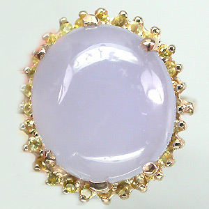 Кольцо с крупным кабошоном халцедона и цитринами