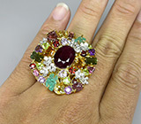 Потрясающее КРУПНОЕ кольцо с самоцветами! Ручная работа Серебро 925