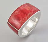 Оригинальное кольцо с кораллами Серебро 925