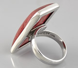 Кольцо с крупным кораллом Серебро 925