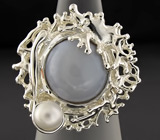 Комплект с халцедоном и жемчугом Серебро 925