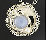 Комплект с халцедоном и жемчугом Серебро 925