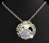 Комплект с халцедоном и жемчугом Серебро 925