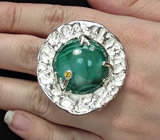 Массивное кольцо с малахитом и золотистым сапфиром Серебро 925