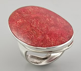 Крупное кольцо с кораллом Серебро 925