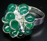 Оригинальное кольцо с зелеными агатами Серебро 925