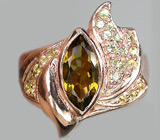 Изящное кольцо из коллекции "Mia" с цитринами и перидотами Серебро 925