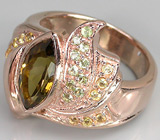 Изящное кольцо из коллекции "Mia" с цитринами и перидотами Серебро 925