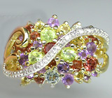 Праздничное кольцо из коллекции "Mia" с аметистами, гранатами, перидотами и цитринами Серебро 925